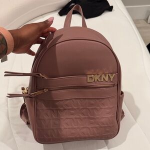DKNY Mauve Backpack with Gold Accents